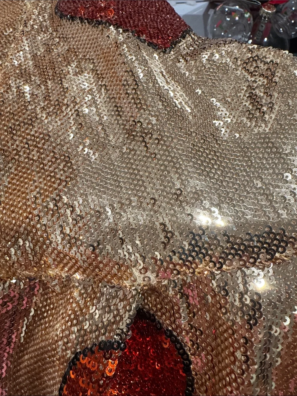 QUEEN OF SPARKLES Gold Sequin Skirt with Multicolor Heart Appliqués - Picture 8 of 8